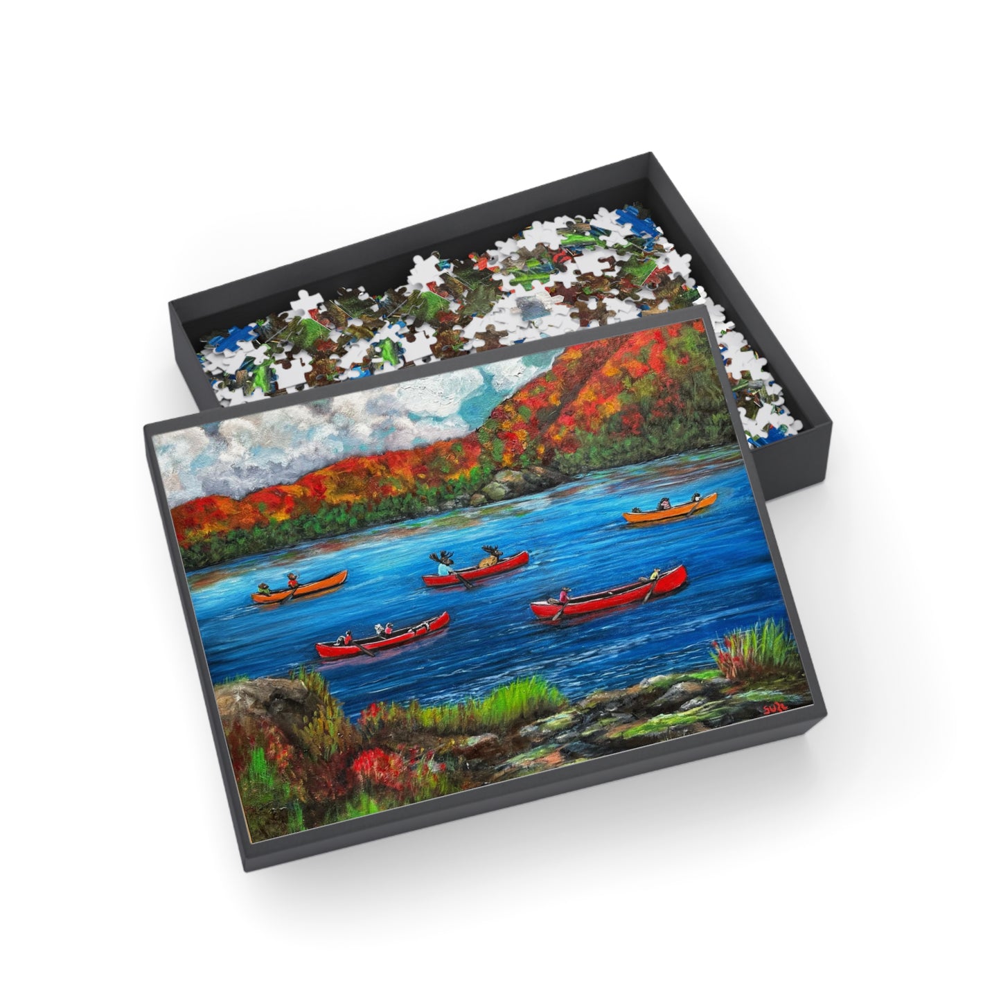 "Muskoka Friends" Puzzle -  Image from the Original oil painting by Susanne Howard at Website: DancingLakeArt.ca