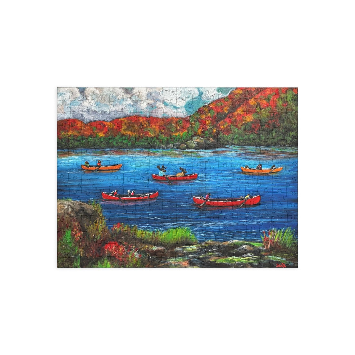 "Muskoka Friends" Puzzle -  Image from the Original oil painting by Susanne Howard at Website: DancingLakeArt.ca