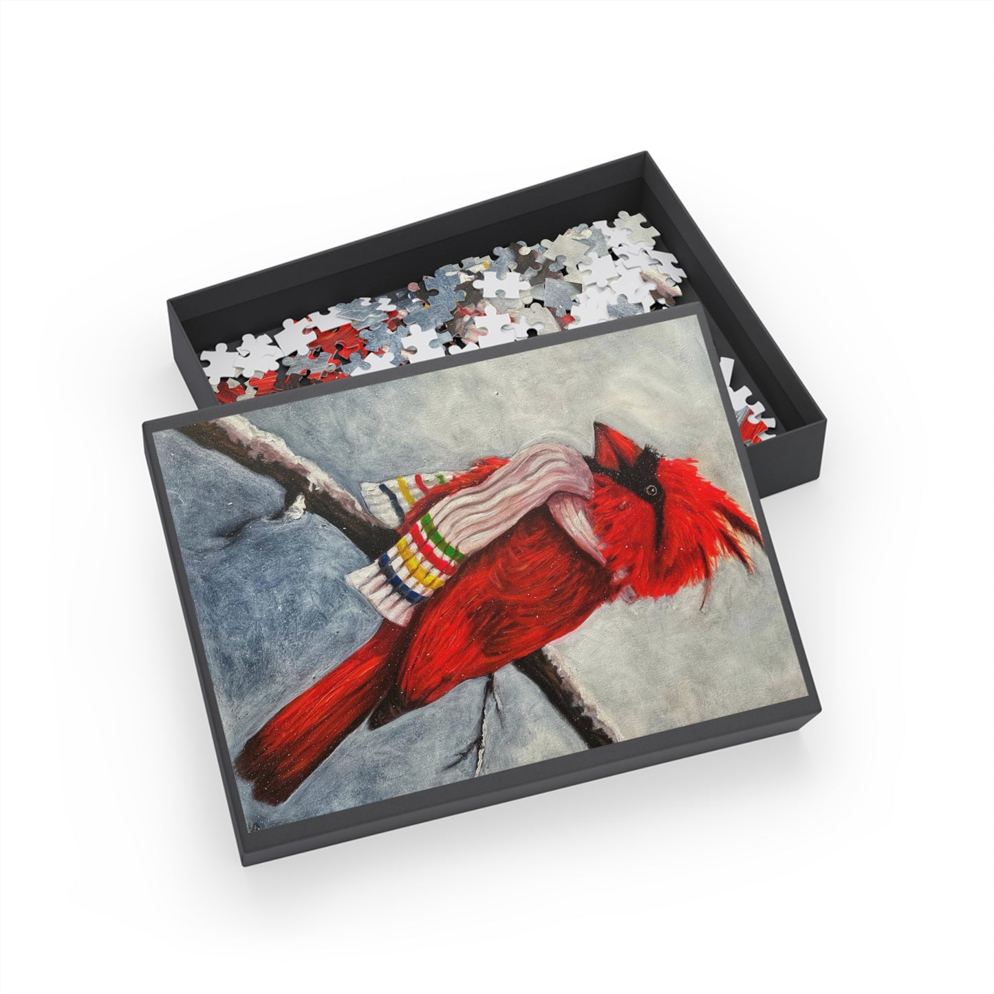 "Cardinal of the Bay" Puzzle – Image from the Original oil painting by Susanne Howard at Website: DancingLakeArt.ca