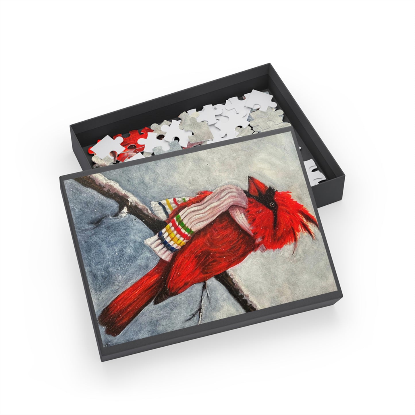 "Cardinal of the Bay" Puzzle – Image from the Original oil painting by Susanne Howard at Website: DancingLakeArt.ca