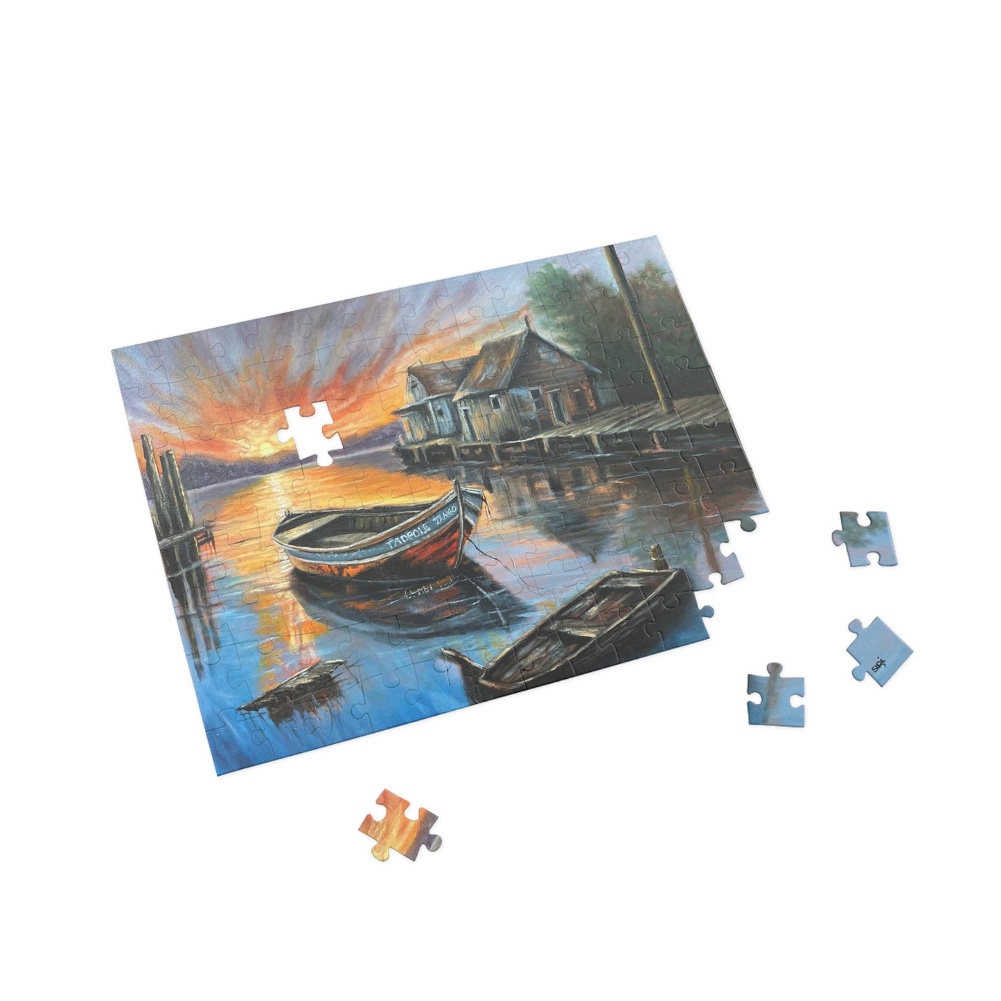 "Tadpole Tango Boat" Puzzle:  Image from the Original oil painting by Susanne Howard at Website: DancingLakeArt.ca
