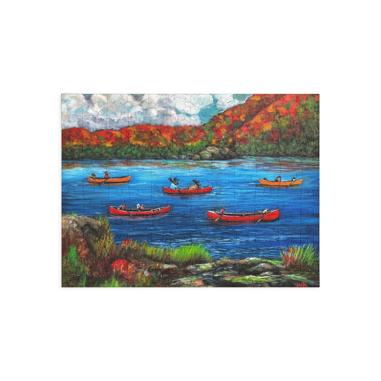 "Muskoka Friends" Puzzle -  Image from the Original oil painting by Susanne Howard at Website: DancingLakeArt.ca