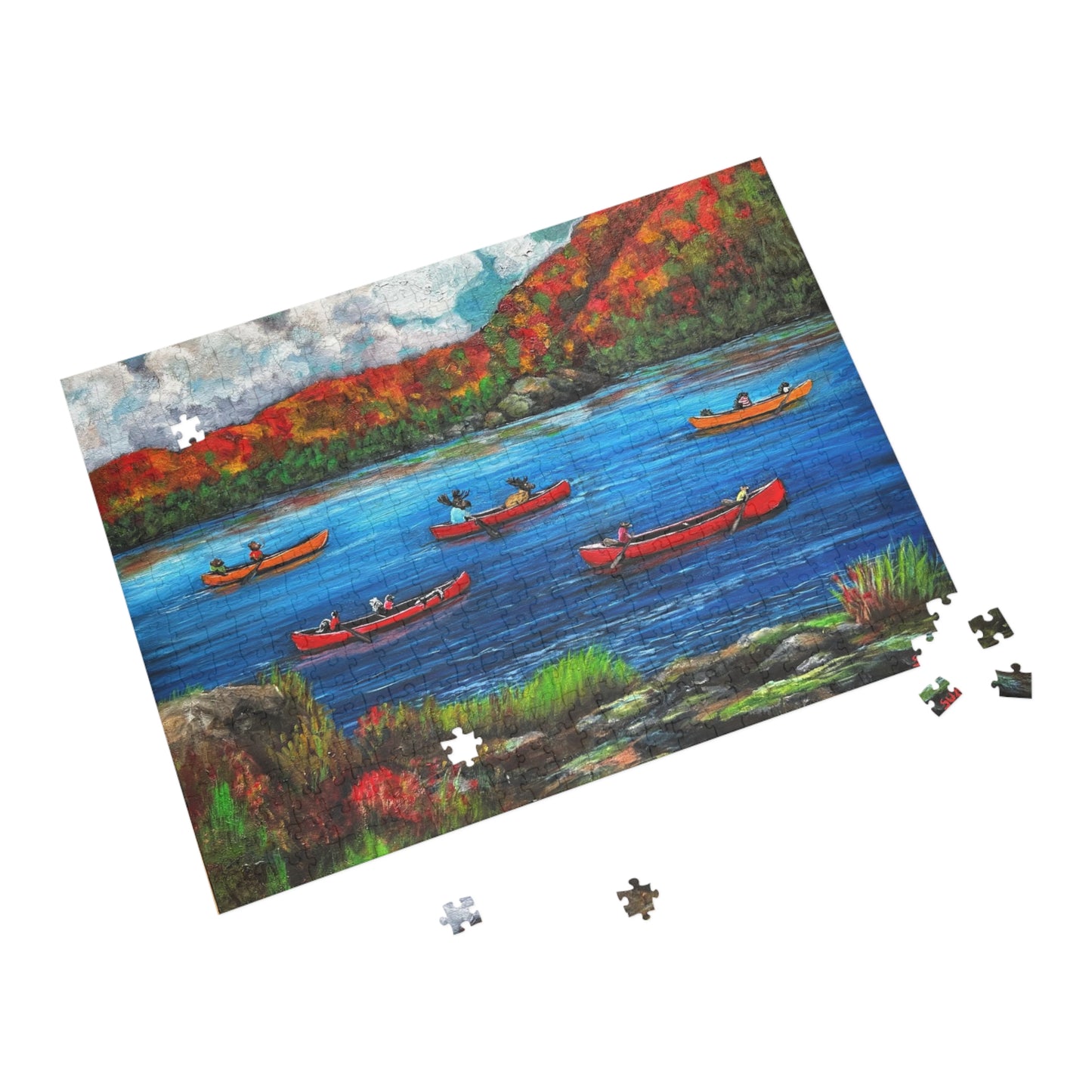 "Muskoka Friends" Puzzle -  Image from the Original oil painting by Susanne Howard at Website: DancingLakeArt.ca