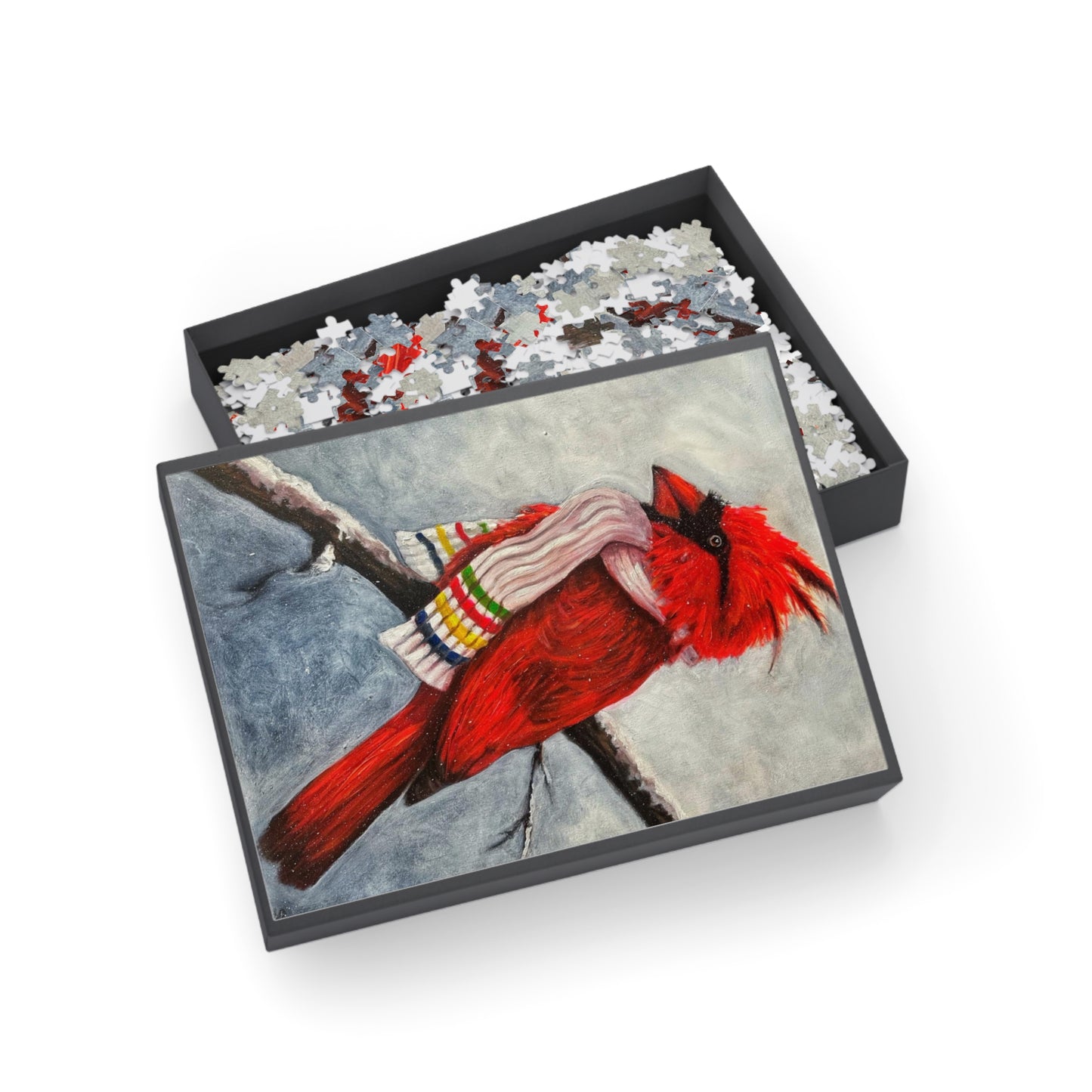 "Cardinal of the Bay" Puzzle – Image from the Original oil painting by Susanne Howard at Website: DancingLakeArt.ca