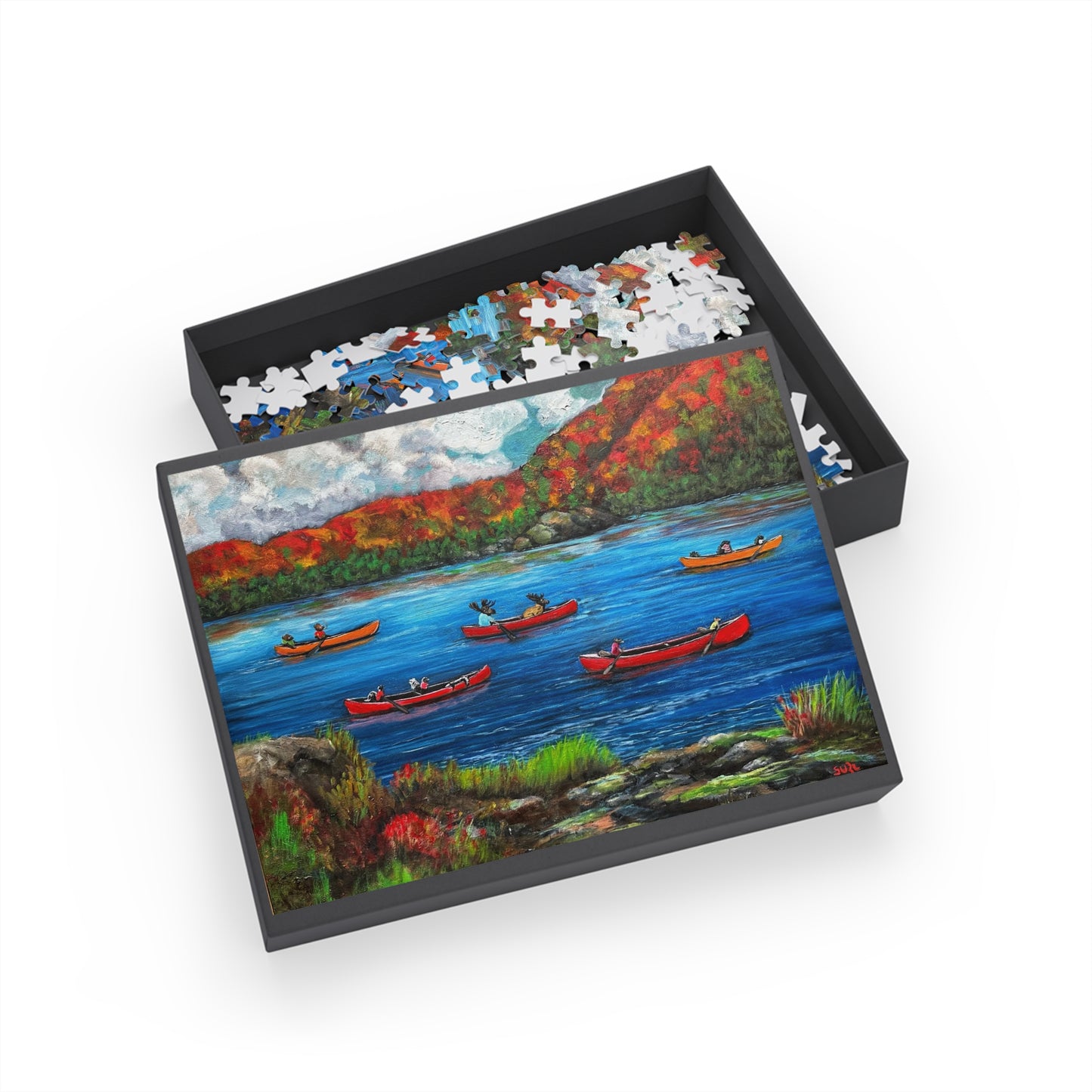 "Muskoka Friends" Puzzle -  Image from the Original oil painting by Susanne Howard at Website: DancingLakeArt.ca