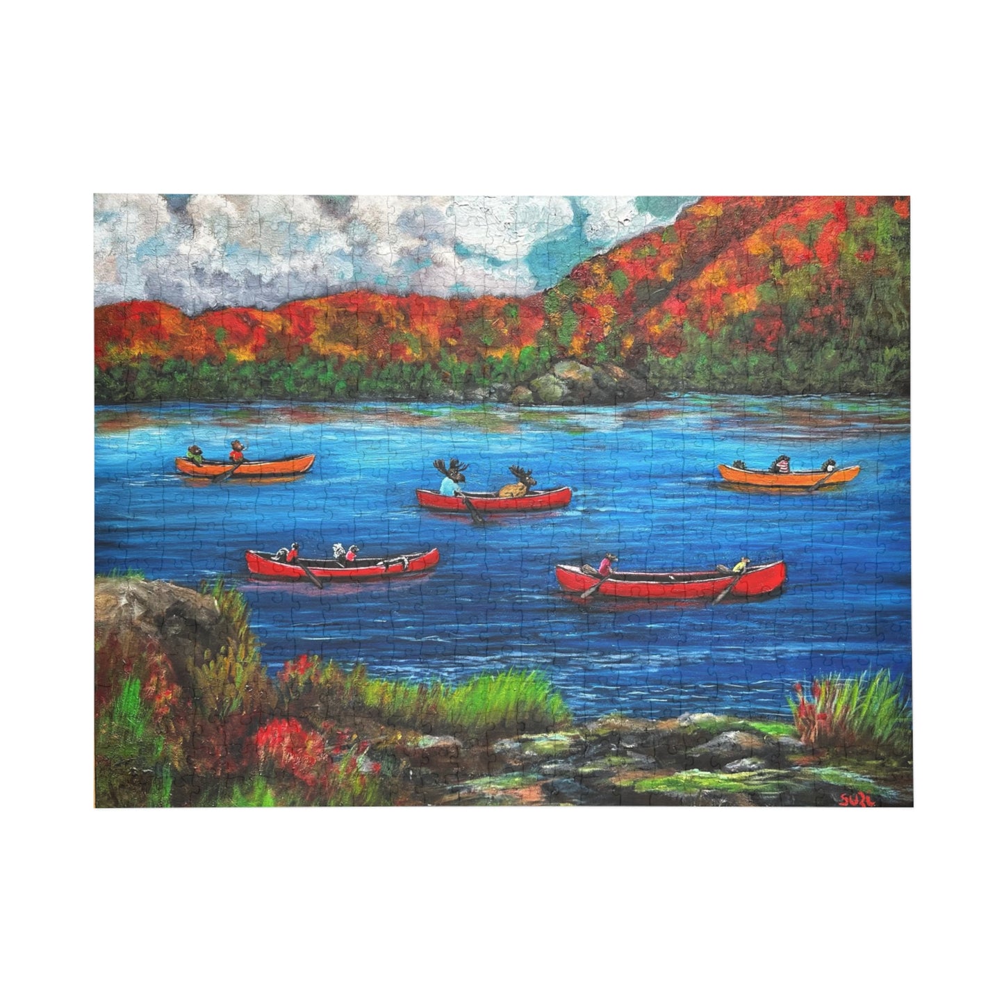 "Muskoka Friends" Puzzle -  Image from the Original oil painting by Susanne Howard at Website: DancingLakeArt.ca