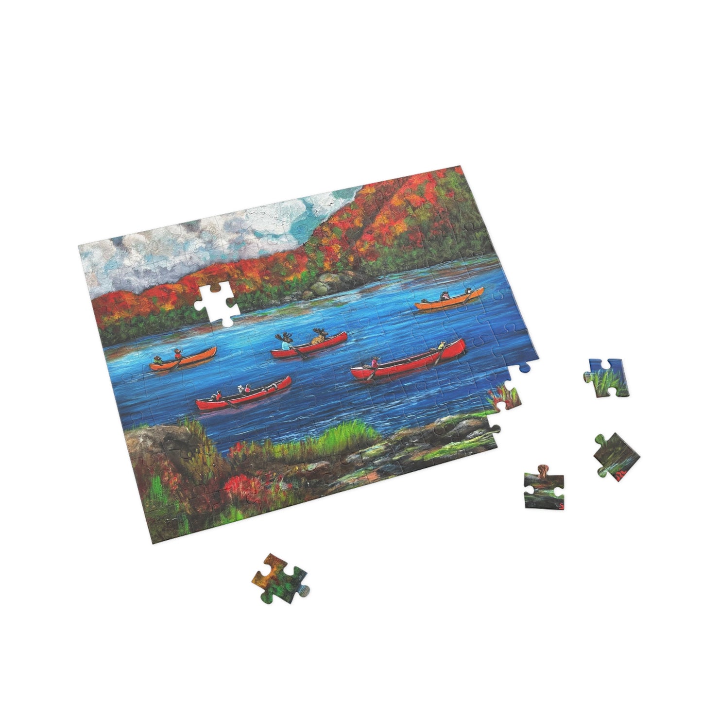"Muskoka Friends" Puzzle -  Image from the Original oil painting by Susanne Howard at Website: DancingLakeArt.ca