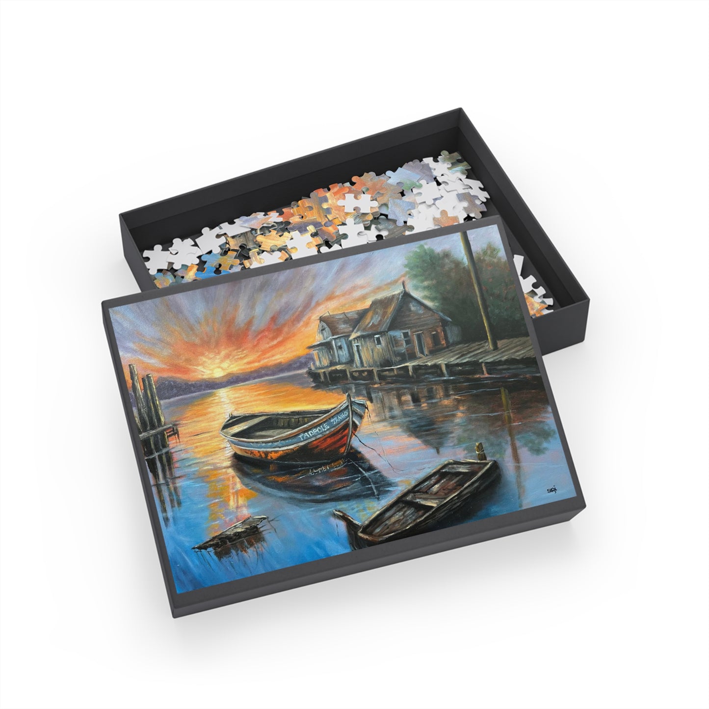 "Tadpole Tango Boat" Puzzle:  Image from the Original oil painting by Susanne Howard at Website: DancingLakeArt.ca