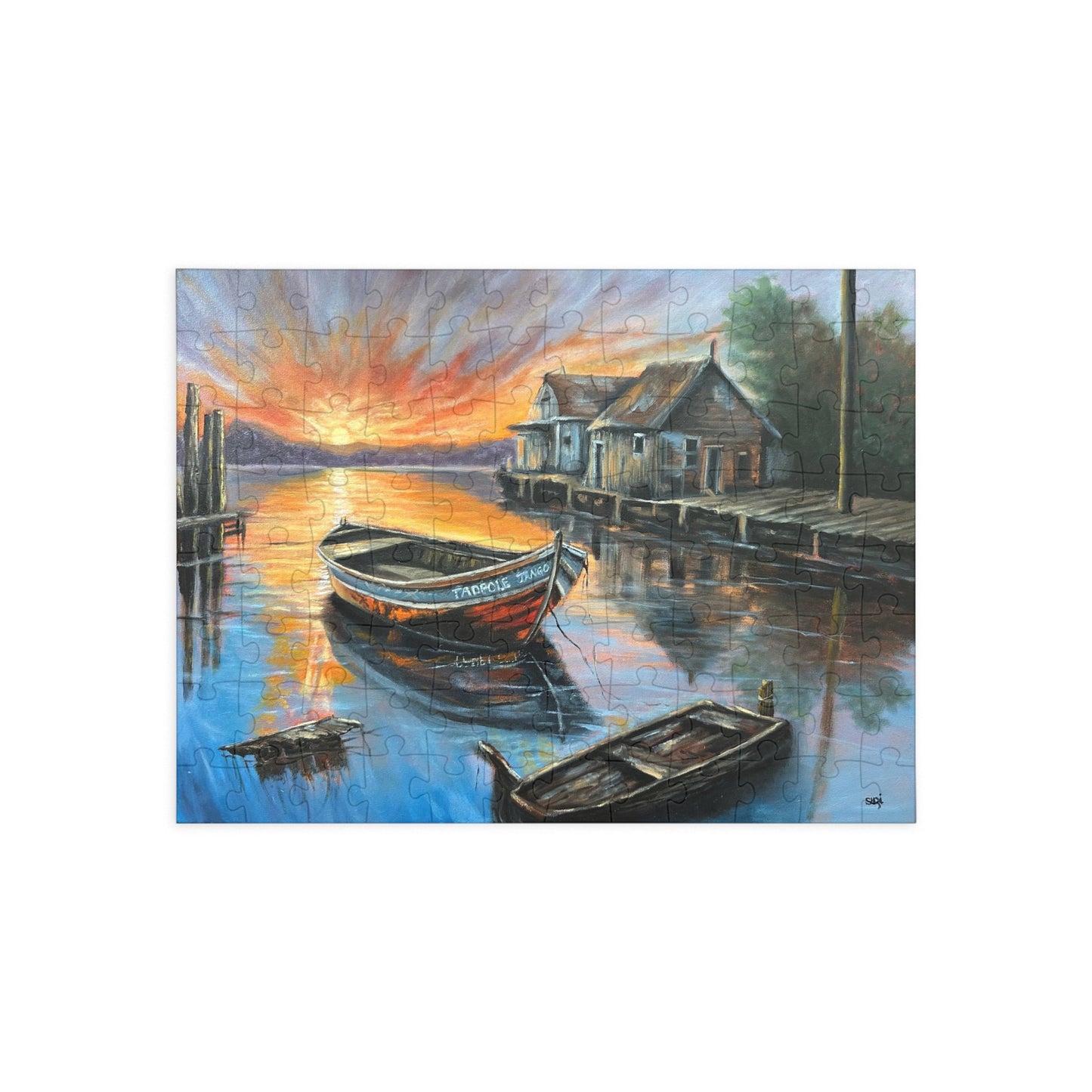 "Tadpole Tango Boat" Puzzle:  Image from the Original oil painting by Susanne Howard at Website: DancingLakeArt.ca