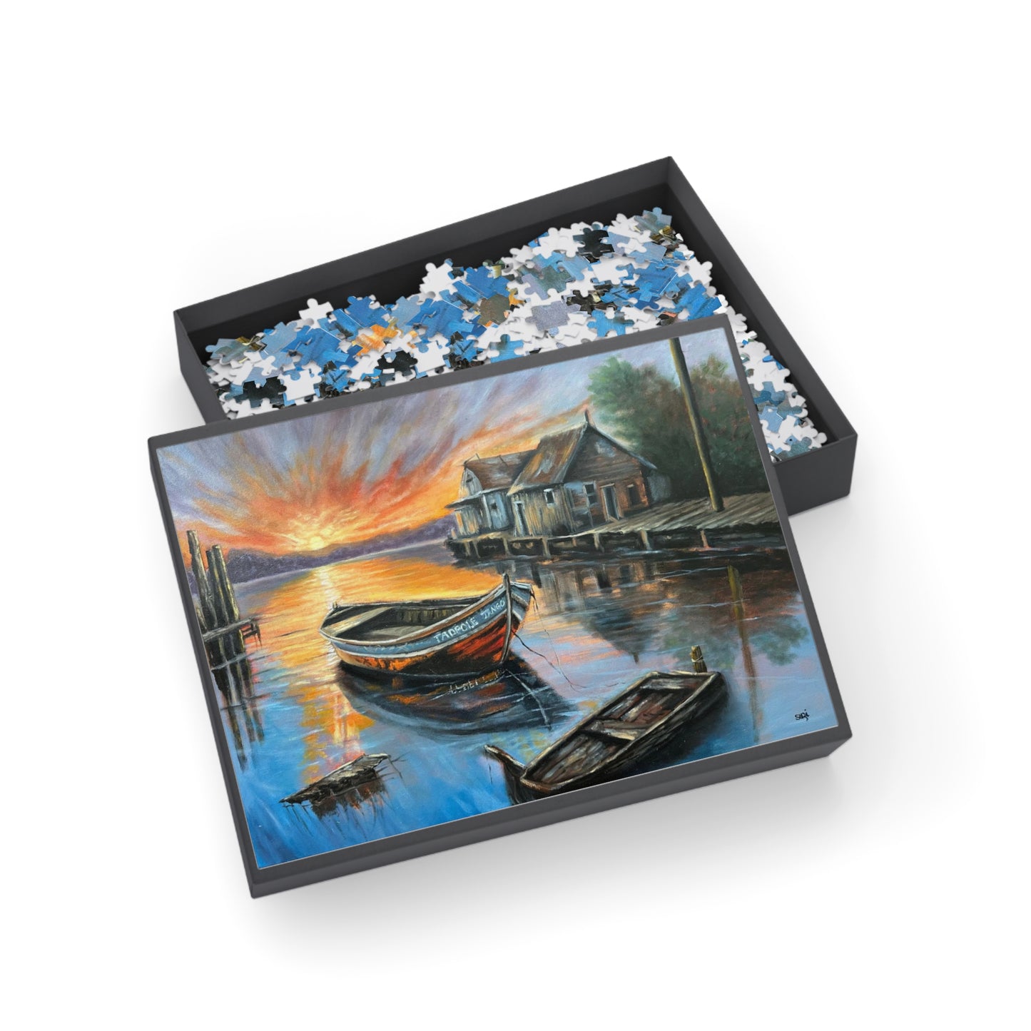 "Tadpole Tango Boat" Puzzle:  Image from the Original oil painting by Susanne Howard at Website: DancingLakeArt.ca